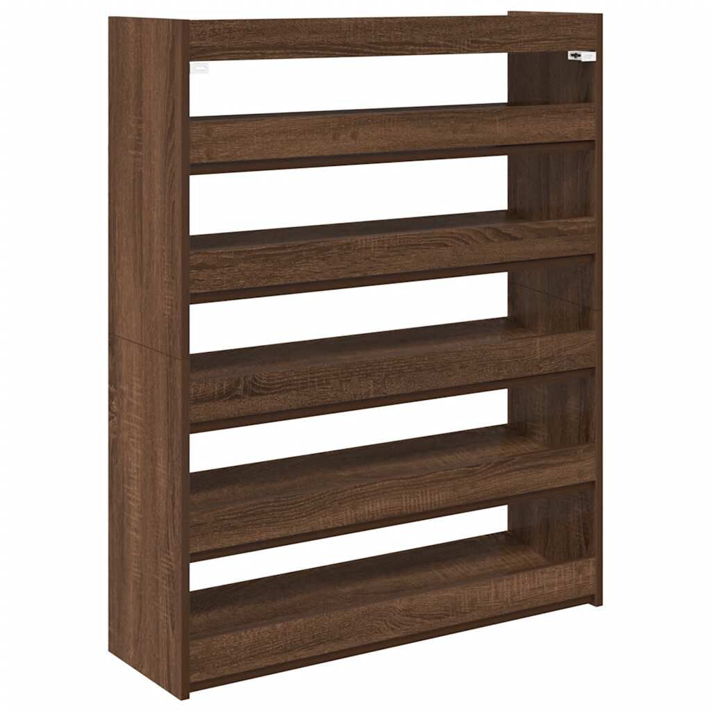 vidaXL Ράφι παπουτσιών καφέ δρυς 80x25x100 cm Κατασκευασμένο ξύλο