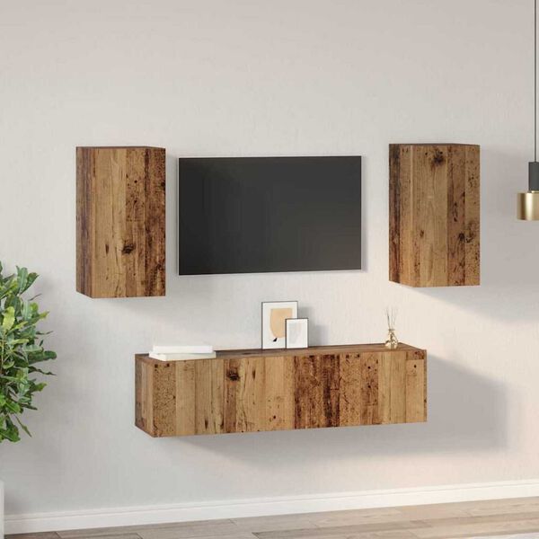 vidaXL Σετ επίπλου τηλεόρασης 4 pcs Παλαιό ξύλο 60 x 30 x 30 cm