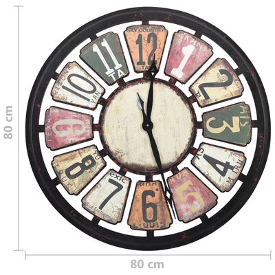 vidaXL Ρολόι Τοίχου Πολύχρωμο 80 εκ. από MDF