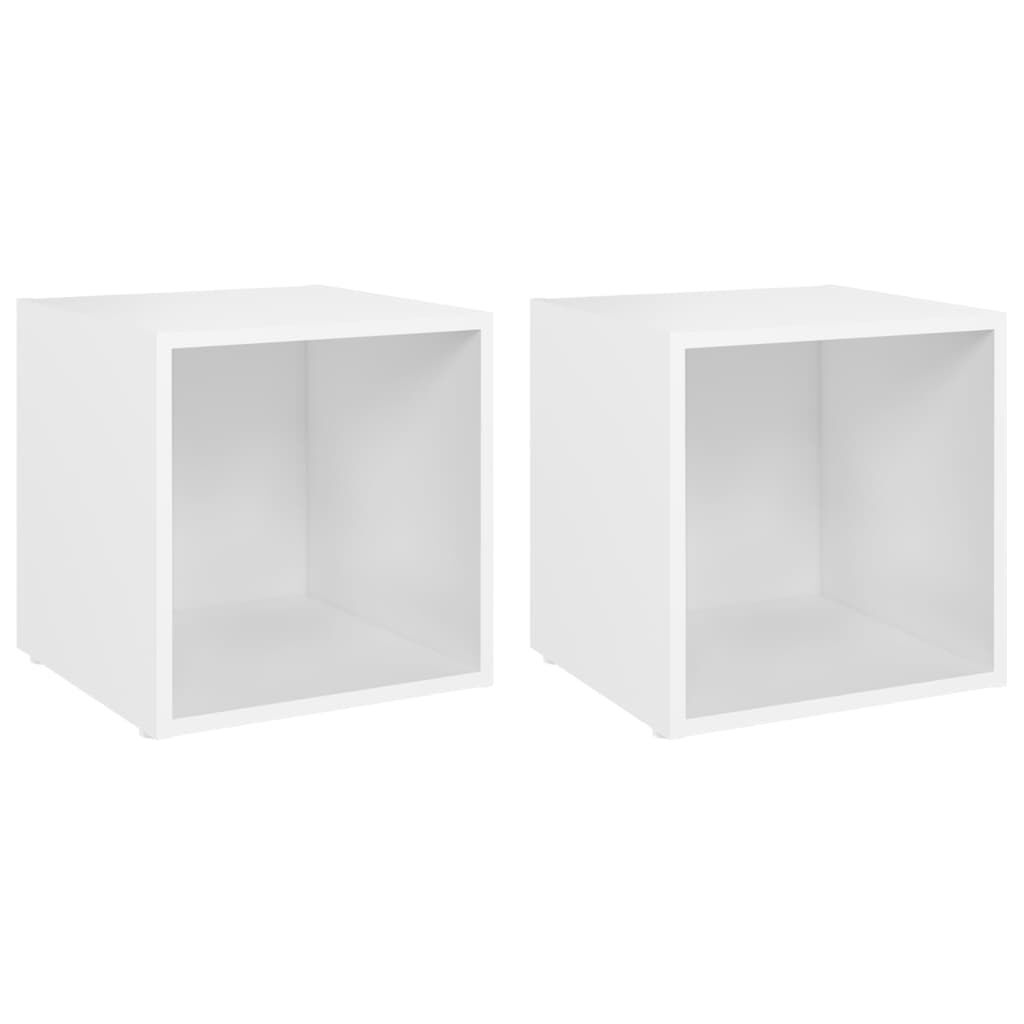 vidaXL Έπιπλα Τηλεόρασης 2 τεμ. Λευκά 37 x 35 x 37 εκ. από Επεξ. Ξύλο