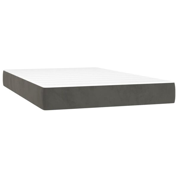 vidaXL Κρεβάτι Boxspring με Στρώμα & LED Σκ. Γκρι 120x200εκ. Βελούδινο