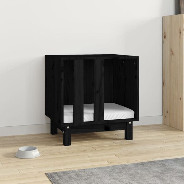 vidaXL Σπιτάκι Σκύλου Μαύρο 50 x 40 x 52 εκ. από Μασίφ Ξύλο Πεύκου