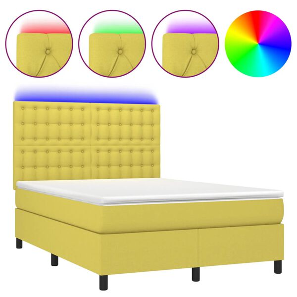 vidaXL &Kappa;&rho;&epsilon;&beta;ά&tau;&iota; Boxspring &mu;&epsilon; &Sigma;&tau;&rho;ώ&mu;&alpha; & LED &Pi;&rho;ά&sigma;&iota;&nu;&omicron; 140x190 &epsilon;&kappa; &Upsilon;&phi;&alpha;&sigma;&mu;ά&tau;&iota;&nu;&omicron;