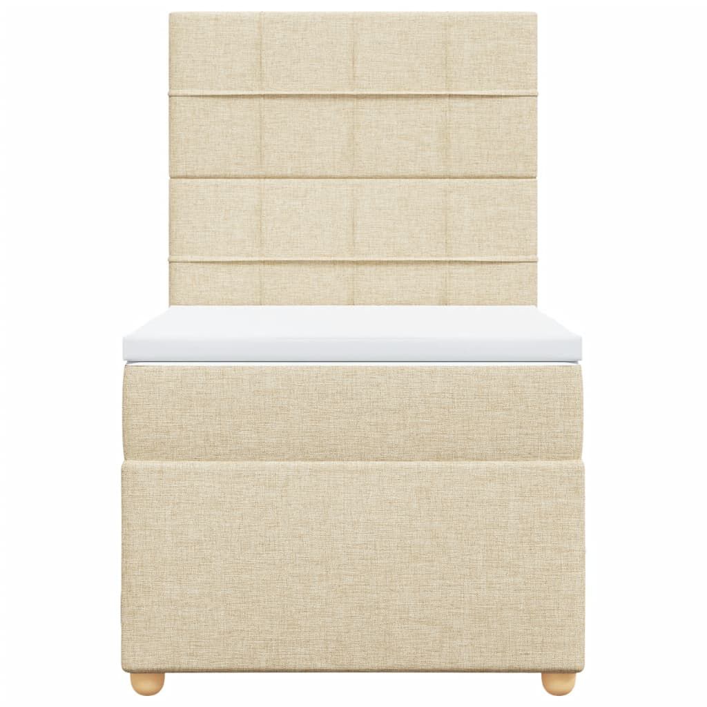 vidaXL Κρεβάτι Boxspring με Στρώμα Κρεμ 90x190 εκ.Υφασμάτινο