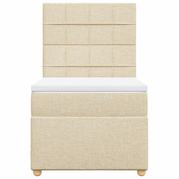 vidaXL Κρεβάτι Boxspring με Στρώμα Κρεμ 90x190 εκ.Υφασμάτινο