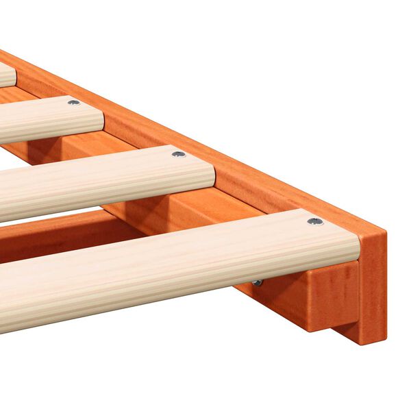 vidaXL Κρεβάτι δαπέδου Καφέ κεριού 100 x 210 cm Μασίφ ξύλο πεύκου