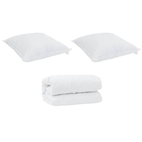 vidaXL Σετ Κουβέρτας με μαξιλάρι 3 pcs Λευκό 240 x 220 cm Μικροΐνες