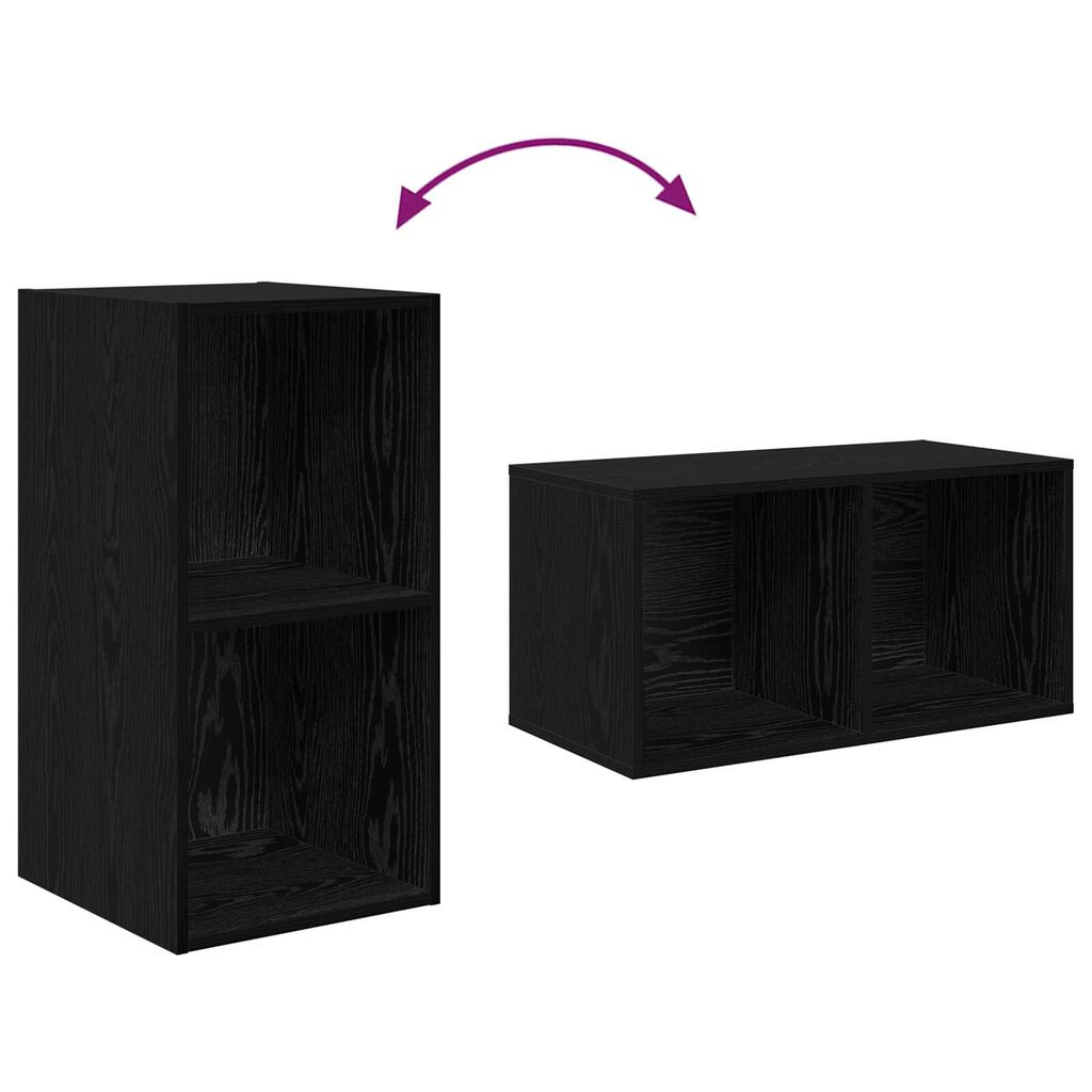 vidaXL Τηλεοπτική Κάβα Τοίχου με ράφι 4 pcs Μαύρη δρυς 37 x 37 x 72 εκ