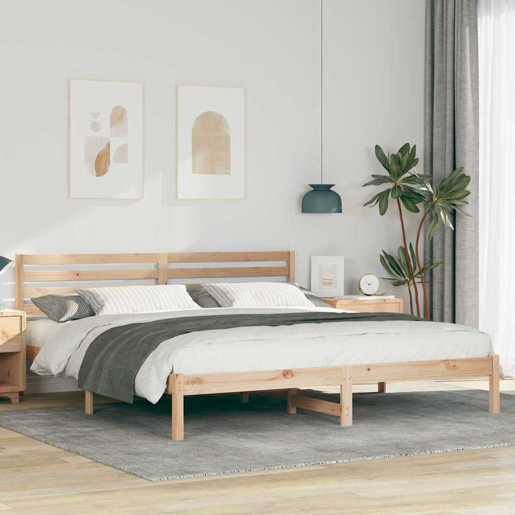 vidaXL Σκελετός Κρεβατιού Καφέ 180 x 200 cm Μασίφ ξύλο πεύκου