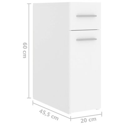 vidaXL Συρταριέρα Γενικής Χρήσης Λευκή 20 x 45,5 x 60 εκ. Μοριοσανίδα