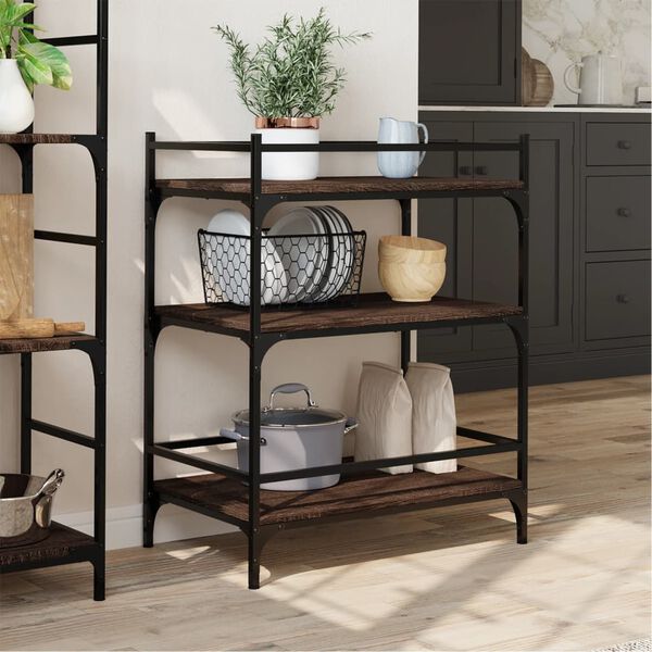 vidaXL Τρόλεϊ Κουζίνας Καφέ Δρυς 65x40x86,5 εκ. από Επεξεργασμένο Ξύλο