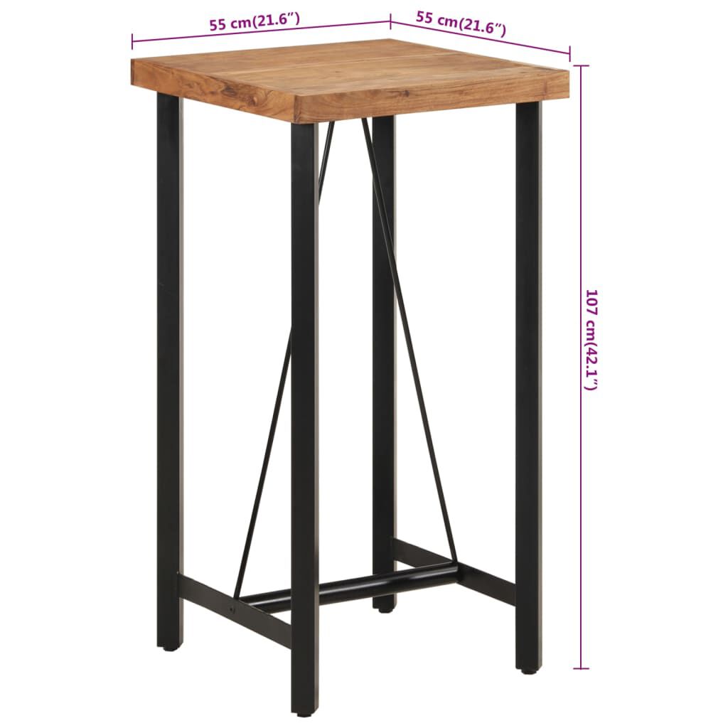 vidaXL Τραπέζι Μπαρ 55 x 55 x 107 εκ. από Μασίφ Ξύλο Ακακίας & Σίδηρο