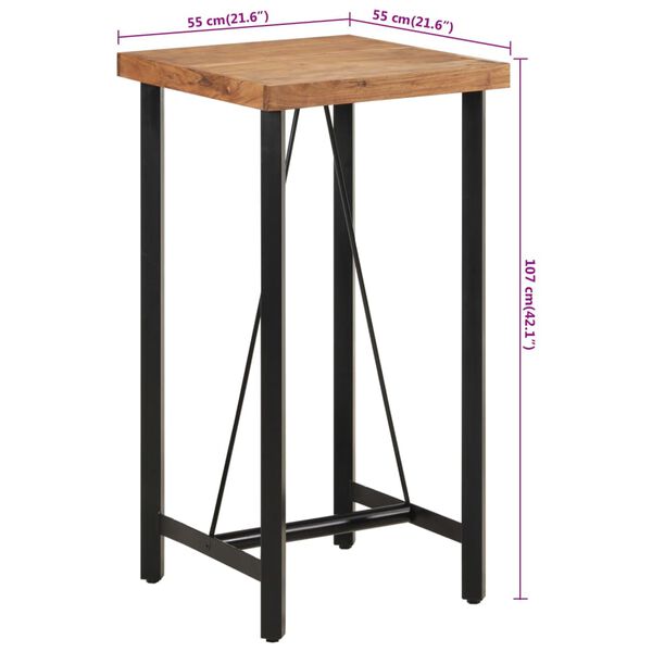 vidaXL Τραπέζι Μπαρ 55 x 55 x 107 εκ. από Μασίφ Ξύλο Ακακίας & Σίδηρο