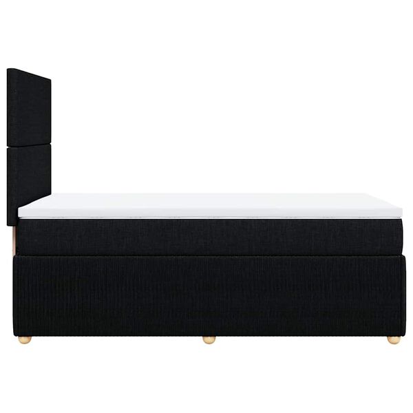 vidaXL Κρεβάτι Boxspring με Στρώμα Μαύρο 90x190 εκ.Υφασμάτινο