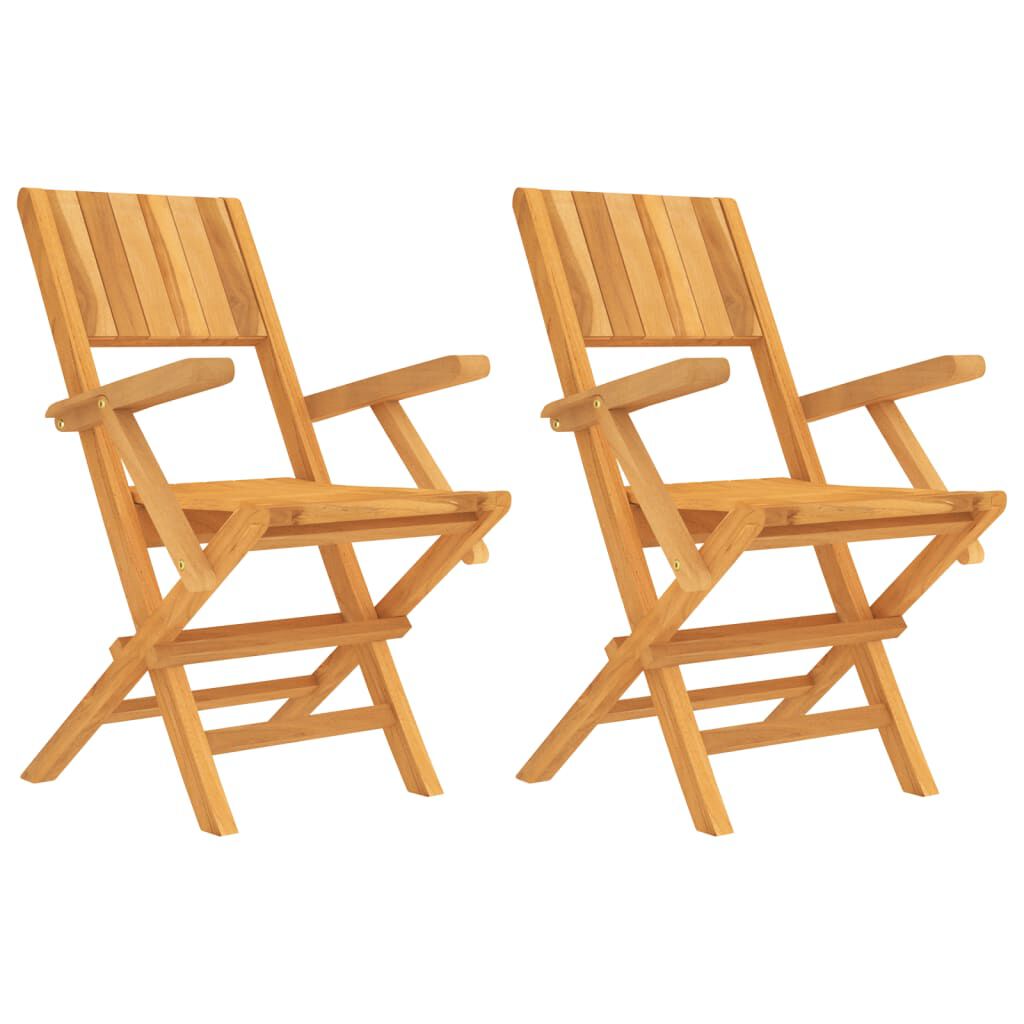 vidaXL Καρέκλες Κήπου Πτυσσόμενες 2 τεμ. 55x61x90 εκ. Μασίφ Ξύλο Teak