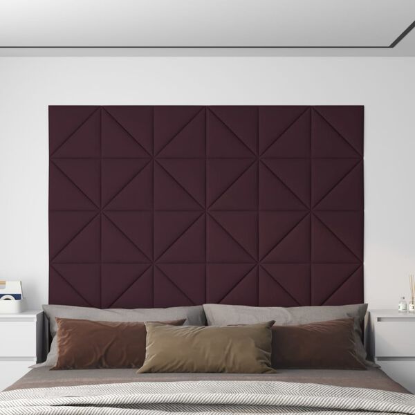 vidaXL Πάνελ Τοίχου 12 τεμ. Μοβ 30x30 εκ. 0,54 μ² Υφασμάτινα