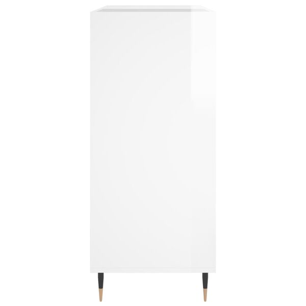 vidaXL Δισκοθήκη Γυαλιστερή Λευκή 84,5 x 38x 89 εκ. από Επεξεργ. Ξύλο