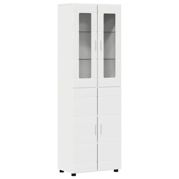 vidaXL Highboard &mu;&epsilon; &rho;ά&phi;&iota; &Lambda;&epsilon;&upsilon;&kappa;ό 60 x 35 x 182 &epsilon;&kappa;. &Epsilon;&pi;&epsilon;&xi;&epsilon;&rho;&gamma;&alpha;&sigma;&mu;έ&nu;&omicron; &xi;ύ&lambda;&omicron;