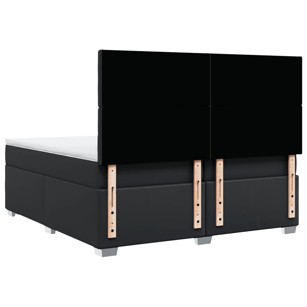 vidaXL Κρεβάτι Boxspring με Στρώμα Μαύρο 200x200 εκ. Συνθετικό Δέρμα
