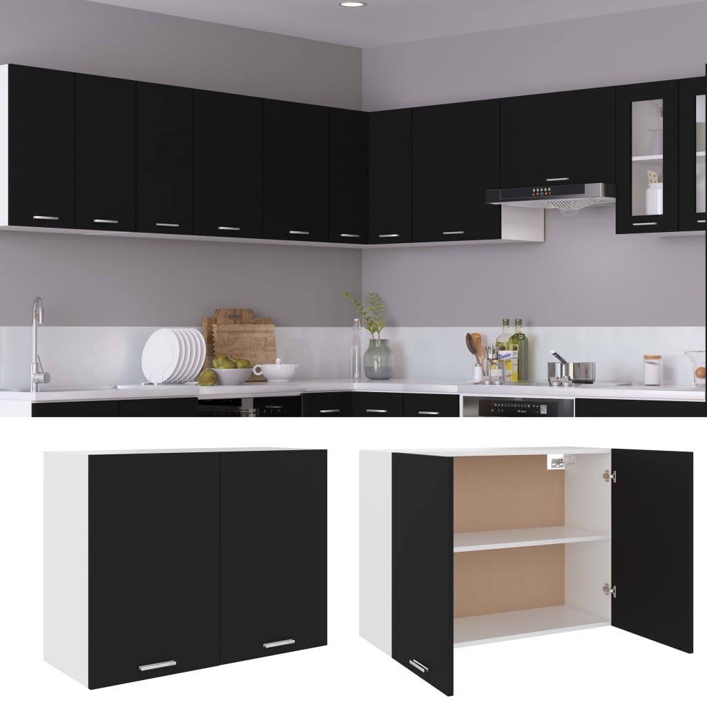 vidaXL Ντουλάπι Κρεμαστό Lyon Μαύρο 80 x 31 x 60 εκ. από Επεξ. Ξύλο