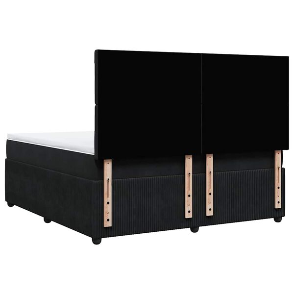 vidaXL Κρεβάτι Boxspring με Στρώμα Μαύρο 180x200 εκ. Βελούδινο
