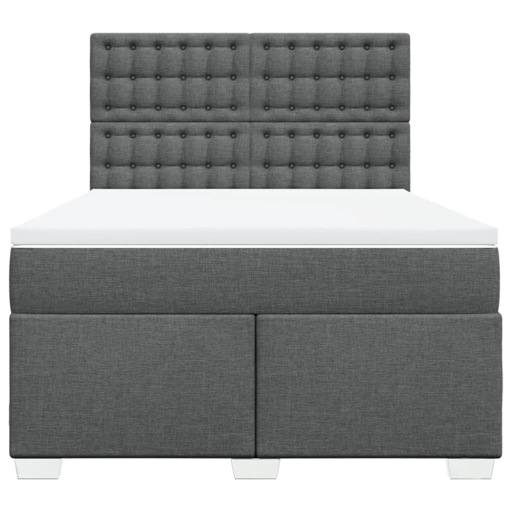 vidaXL Κρεβάτι Boxspring με Στρώμα Σκούρο Γκρι 140x200 εκ Υφασμάτινο