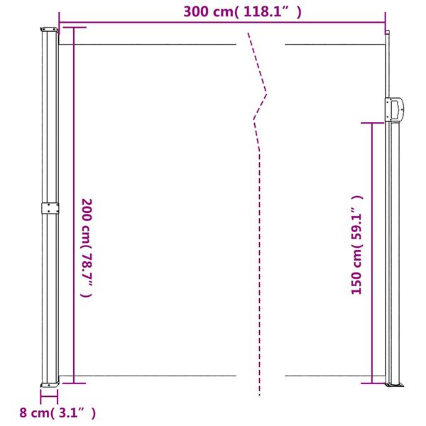 vidaXL Σκίαστρο Πλαϊνό Συρόμενο Καφέ 200 x 300 εκ.