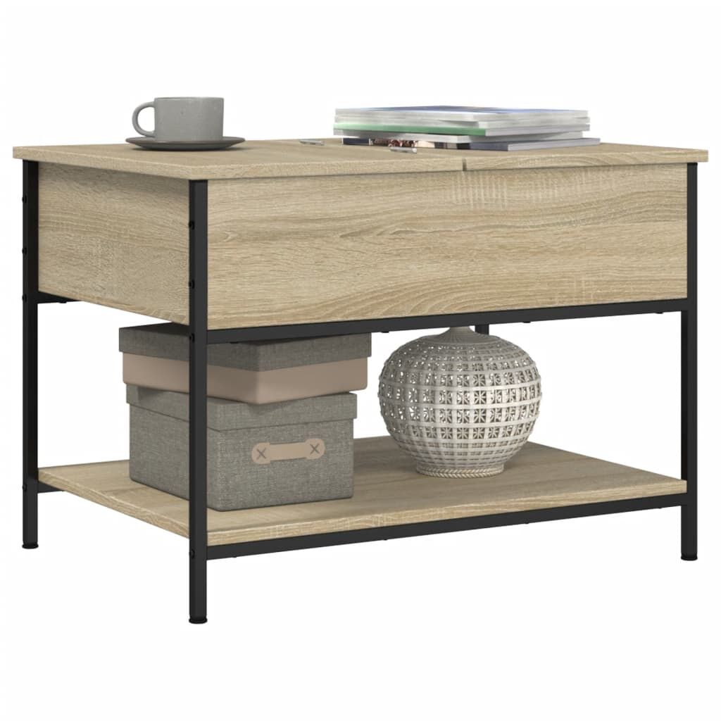 vidaXL Τραπεζάκι Σαλονιού Sonoma Δρυς 70x50x50 εκ. Επ. Ξύλο & Μέταλλο