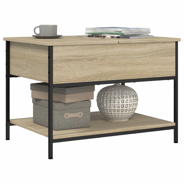 vidaXL Τραπεζάκι Σαλονιού Sonoma Δρυς 70x50x50 εκ. Επ. Ξύλο & Μέταλλο