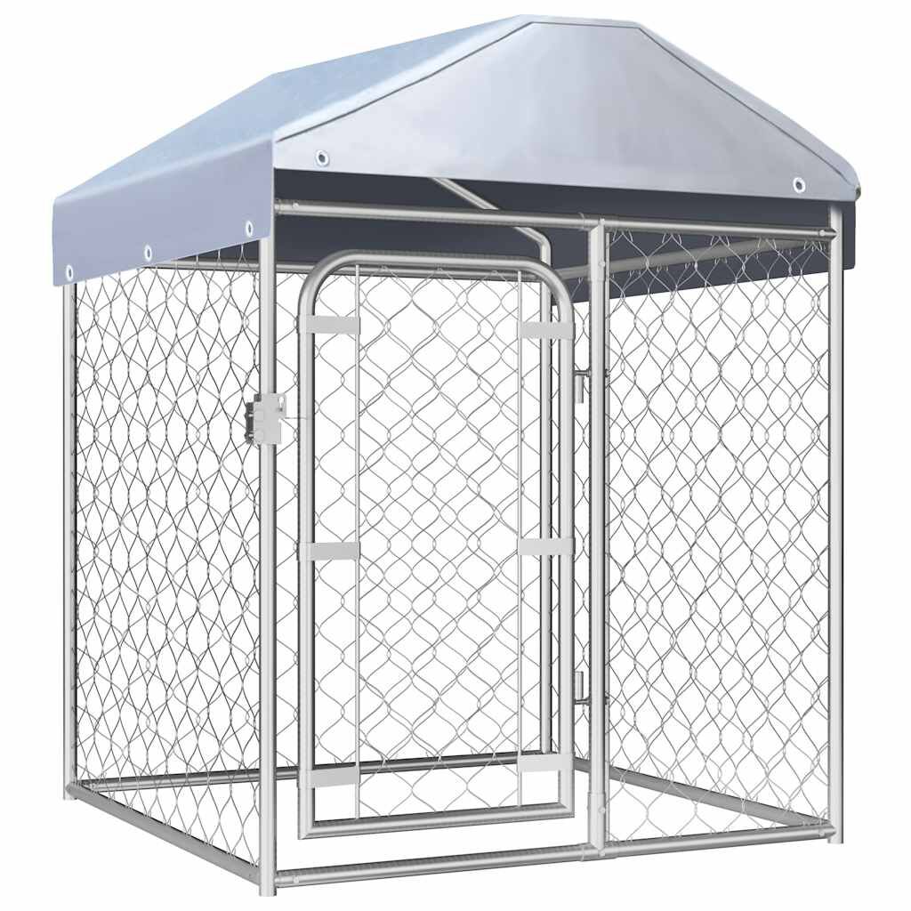 vidaXL Κλουβί Σκύλου Εξωτερικού Χώρου 100 x 100 x 125 εκ. με Στέγαστρο