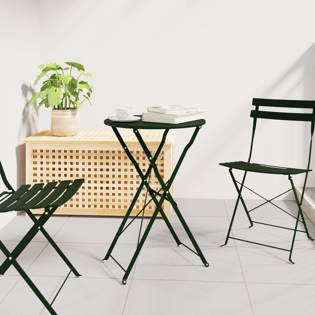 vidaXL Πτυσσόμενο Τραπέζι Bistro Σκούρο Πράσινο Ø50x71 εκ. Βαμμένο Ατσάλι