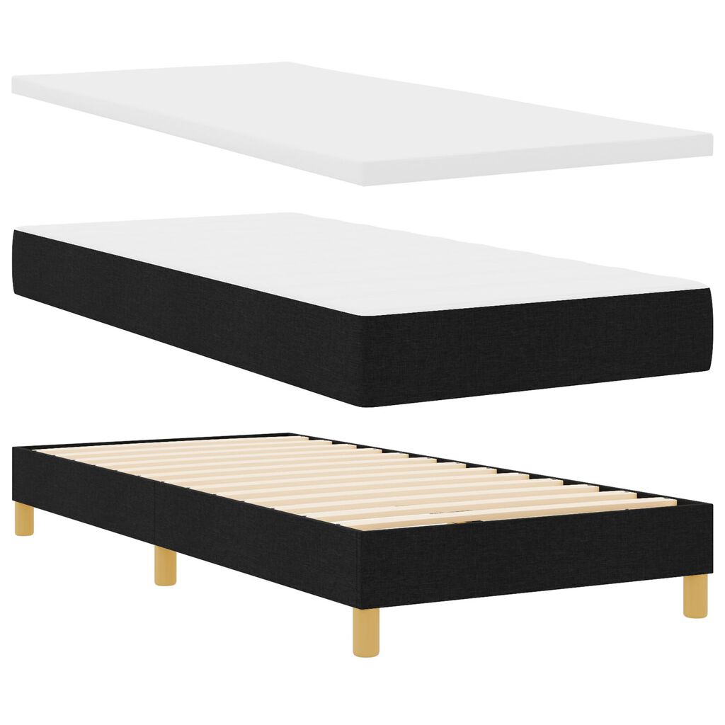vidaXL Κρεβάτι με Σκελετό με Μαξιλάρι Μαύρο 90x200 cm Ύφασμα