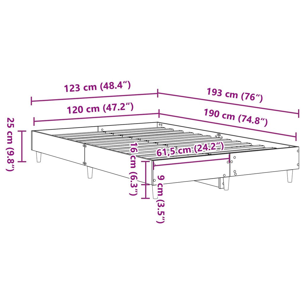 vidaXL Κρεβάτι 120x190 εκ. από Μαύρη Δρυ στην Ξυλεία
