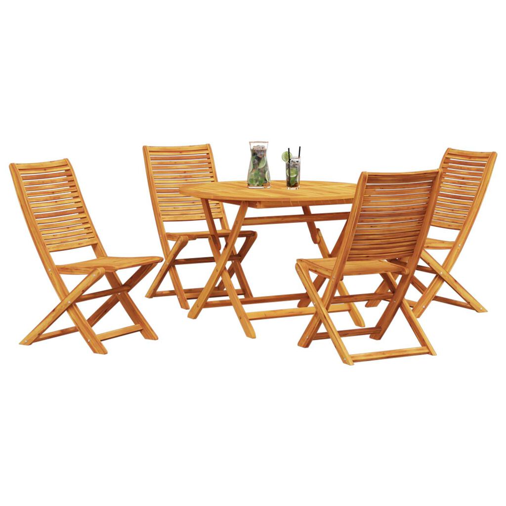 vidaXL Σέτ φαγητού για κήπο 5 pcs Καφέ Μασίφ ξύλο ακακίας