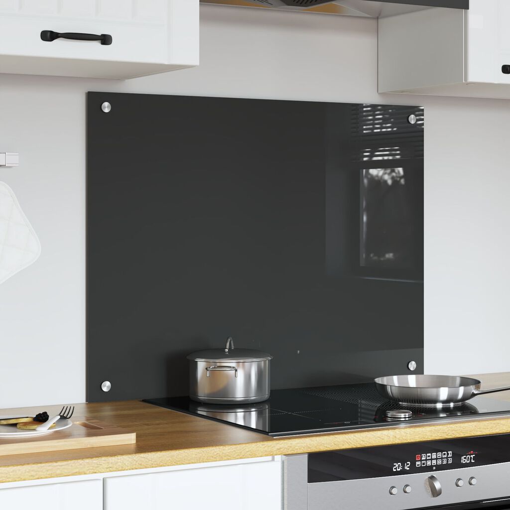 vidaXL Μπροστινό Κουζίνας σε Σκούρο Γκρι - 80x60x0.6 εκ Σκληρυμένο Γυαλί