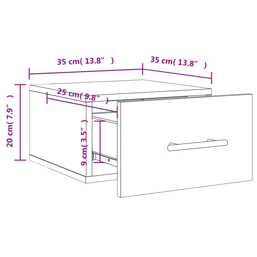 vidaXL Κομοδίνα Επιτοίχια Sonoma Δρυς 35 x 35 x 20 εκ.