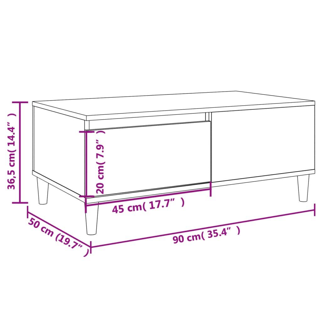 vidaXL Τραπεζάκι Σαλονιού Καπνιστή Δρυς 90x50x36,5 εκ. Επεξεργ. Ξύλο