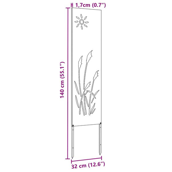 vidaXL Διακοσμητική Πλάκα Κήπου Σκ rusty 32 x 140 εκ