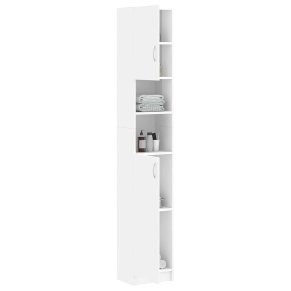 vidaXL Στήλη Μπάνιου Γυαλιστερό Λευκό 32 x 25,5 x 190 εκ. Επεξ. Ξύλο