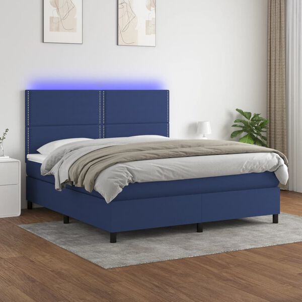 vidaXL &Kappa;&rho;&epsilon;&beta;ά&tau;&iota; Boxspring &mu;&epsilon; &Sigma;&tau;&rho;ώ&mu;&alpha; & LED &Mu;&pi;&lambda;&epsilon; 180x200 &epsilon;&kappa;. &Upsilon;&phi;&alpha;&sigma;&mu;ά&tau;&iota;&nu;&omicron;