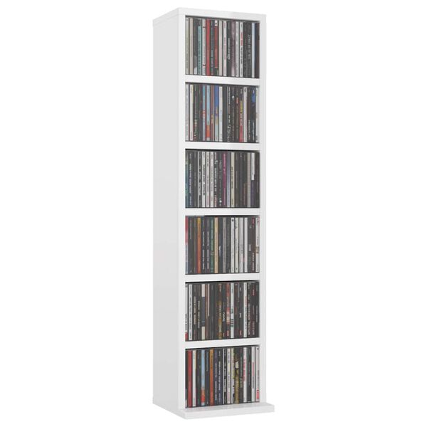 vidaXL Έπιπλο για CD Γυαλιστερό Λευκό 21x20x88 εκ. Επεξεργασμένο Ξύλο