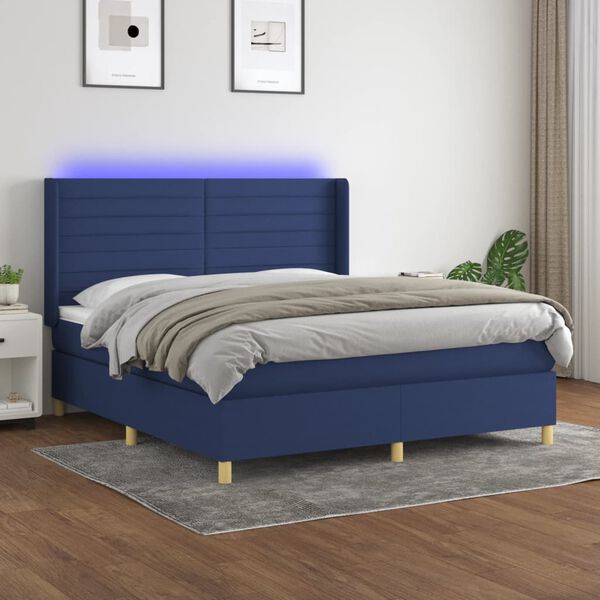 vidaXL &Kappa;&rho;&epsilon;&beta;ά&tau;&iota; Boxspring &mu;&epsilon; &Sigma;&tau;&rho;ώ&mu;&alpha; & LED &Mu;&pi;&lambda;&epsilon; 180x200 &epsilon;&kappa;. &Upsilon;&phi;&alpha;&sigma;&mu;ά&tau;&iota;&nu;&omicron;