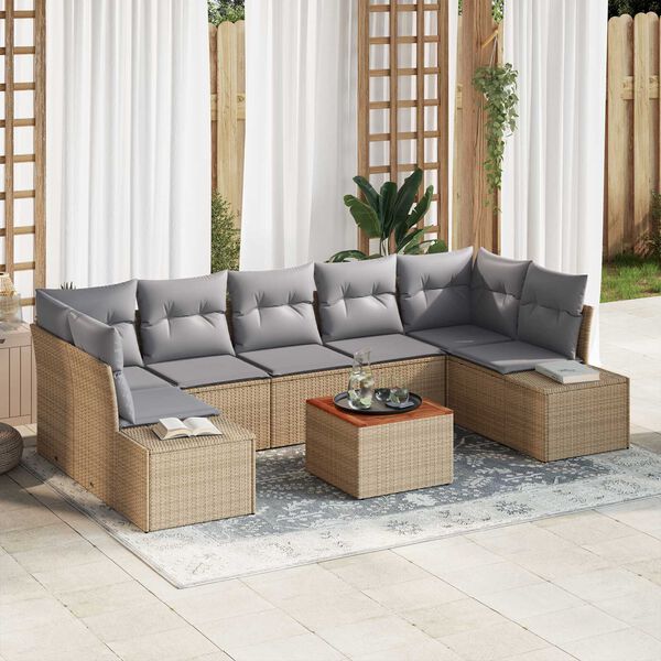 vidaXL Σετ Καναπέ Κήπου 8 pcs μπεζ και ανοιχτό γκρι