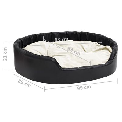 vidaXL Κρεβάτι Σκύλου Μαύρο/Μπεζ 99 x 89 x 21 εκ. Βελουτέ/Συνθ. Δέρμα