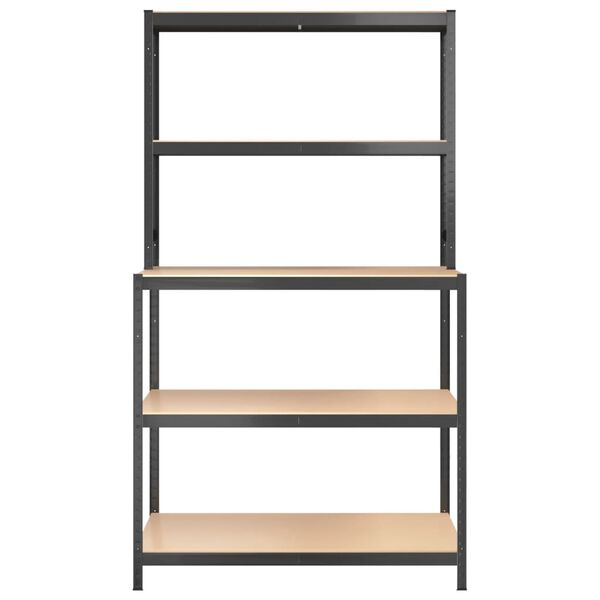 vidaXL Τραπέζι Εργασίας 5 Επιπέδων με Ράφια Ανθρακί Ατσάλι & Επ. Ξύλο