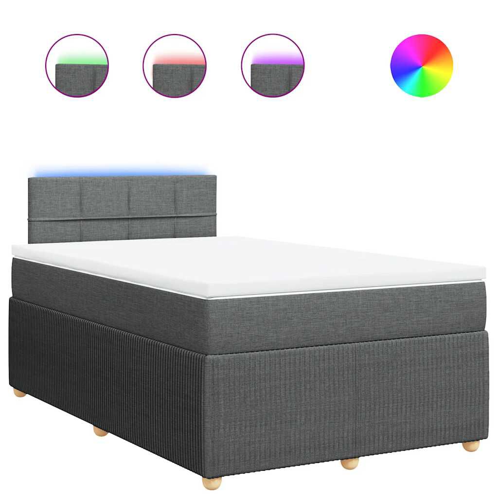vidaXL Κρεβάτι Boxspring με Στρώμα Σκούρο Γκρι 120x200 εκ. Υφασμάτινο