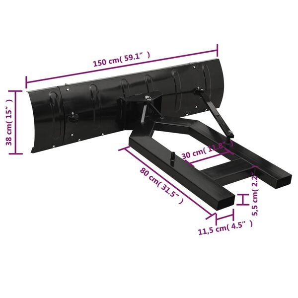 vidaXL Εκχιονιστικό για Περονοφόρο Μαύρο 150 x 38 εκ.