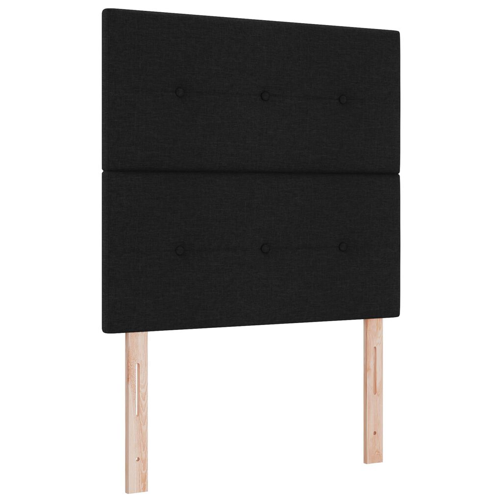 vidaXL Κρεβάτι Box Spring με Στρώμα & Πάγκο Μαύρο 80x200 cm Ύφασμα