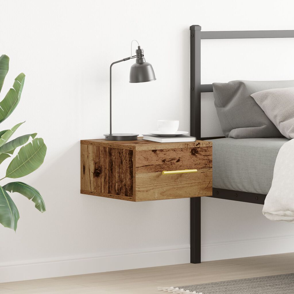vidaXL Κομοδίνο Τοίχου Παλιό Ξύλο 35x35x20 εκ.