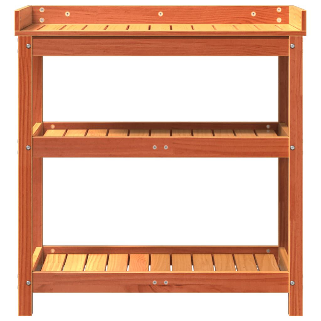 vidaXL Τραπέζι Κηπουρικής με Ράφια Καφέ 82,5x45x86,5 εκ. Μασίφ Πεύκο